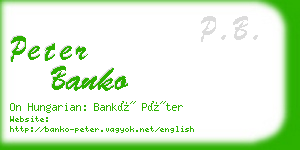 peter banko business card